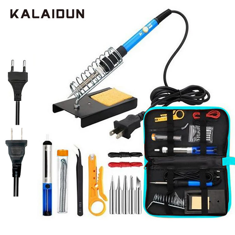 

KALAIDUN Electric Soldering Iron kit 15 in 1 Adjustable Temperature Welding Tool 60W Tweezers solder Repair Tools Storage Bag