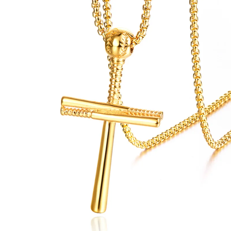 Мужское ожерелье из нержавеющей стали с крестом, модный бейсбольный медальон из титановой стали, ювелирные изделия с покрытием Иисуса рождения - Цвет: 2