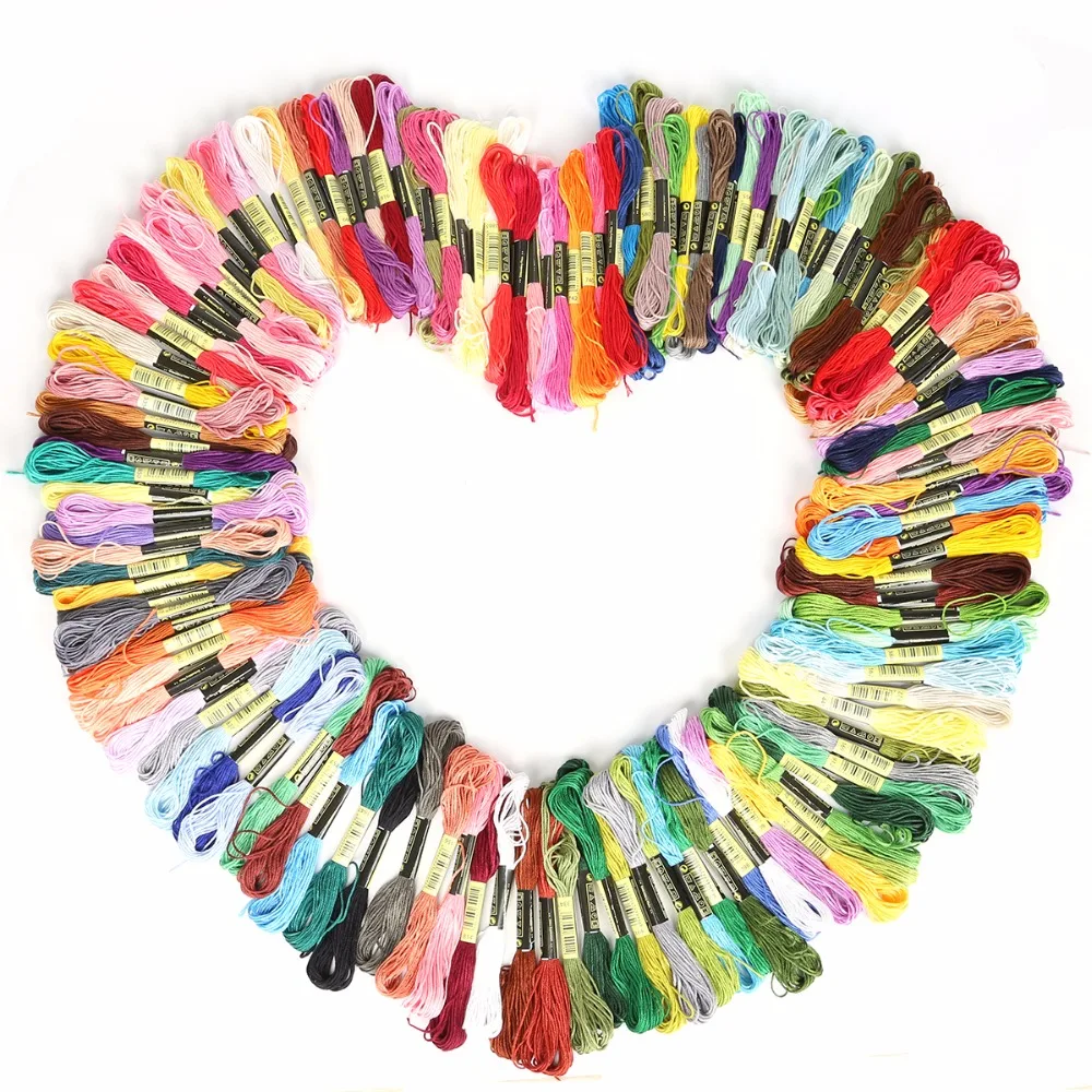100 многоцветная вышивка крестиком, хлопковая нить для шитья, нить для вышивки, рукоделие, аксессуары для шитья, инструменты каждого цвета, 7,5 м, 6 акций