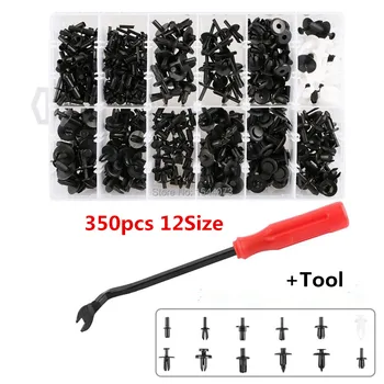 

350Pcs Car Plastic Push Pin Rivet Fasteners Trim Moulding Clip Screwdriver Panel Clip + Tool Set for Volvo/BMW/Ford/Toyota/Honda