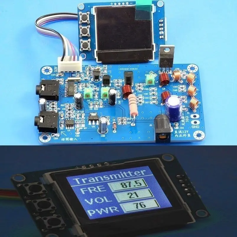 

5W-7w FM Transmitter Radio Station PLL Stereo Digital frequency DIY KITS 76m-108 MHz Receiver antenna+ lcd Digital Display