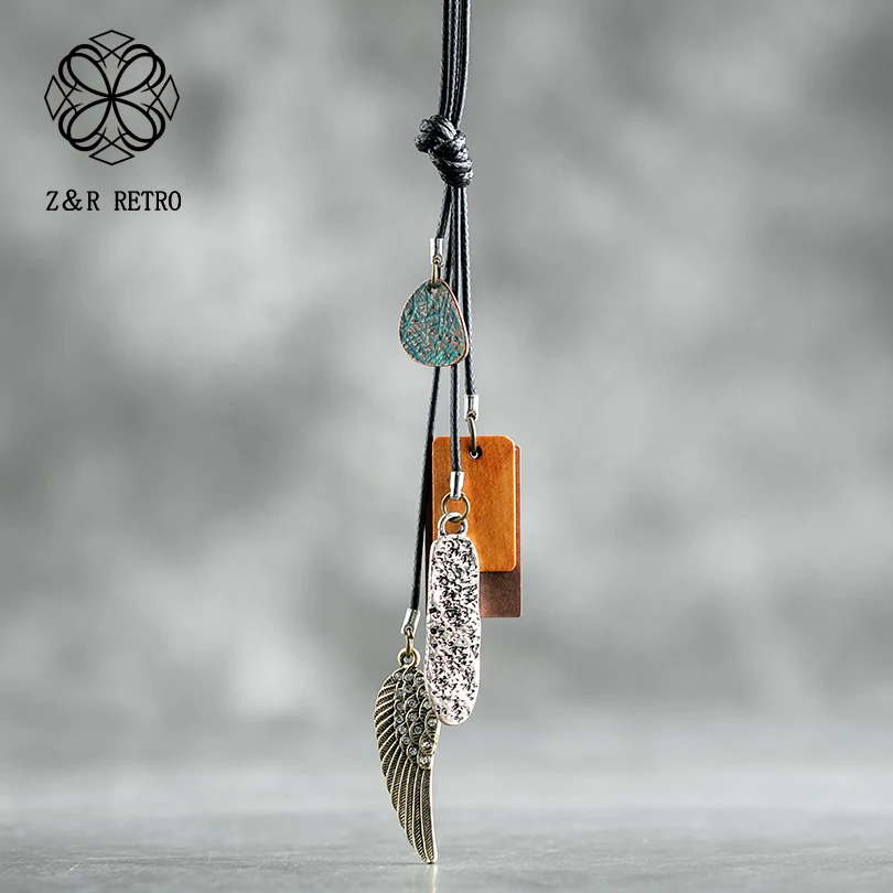 

Pendant&Necklaces For Wood Chips Women Handmade Fashion Pendant Necklace Rope Chain Fashion Jewelry 2018 Neck Decoration