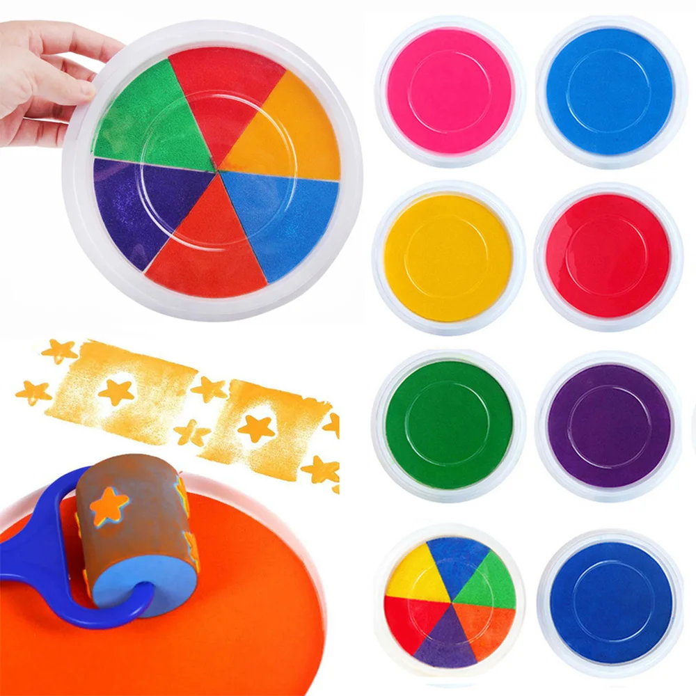 

2018 DIY Creative Painting Kids Drawing Print Education Craft Cardmaking Stamp Toys Hand Preschool Ink Pad Learning Finger Toy