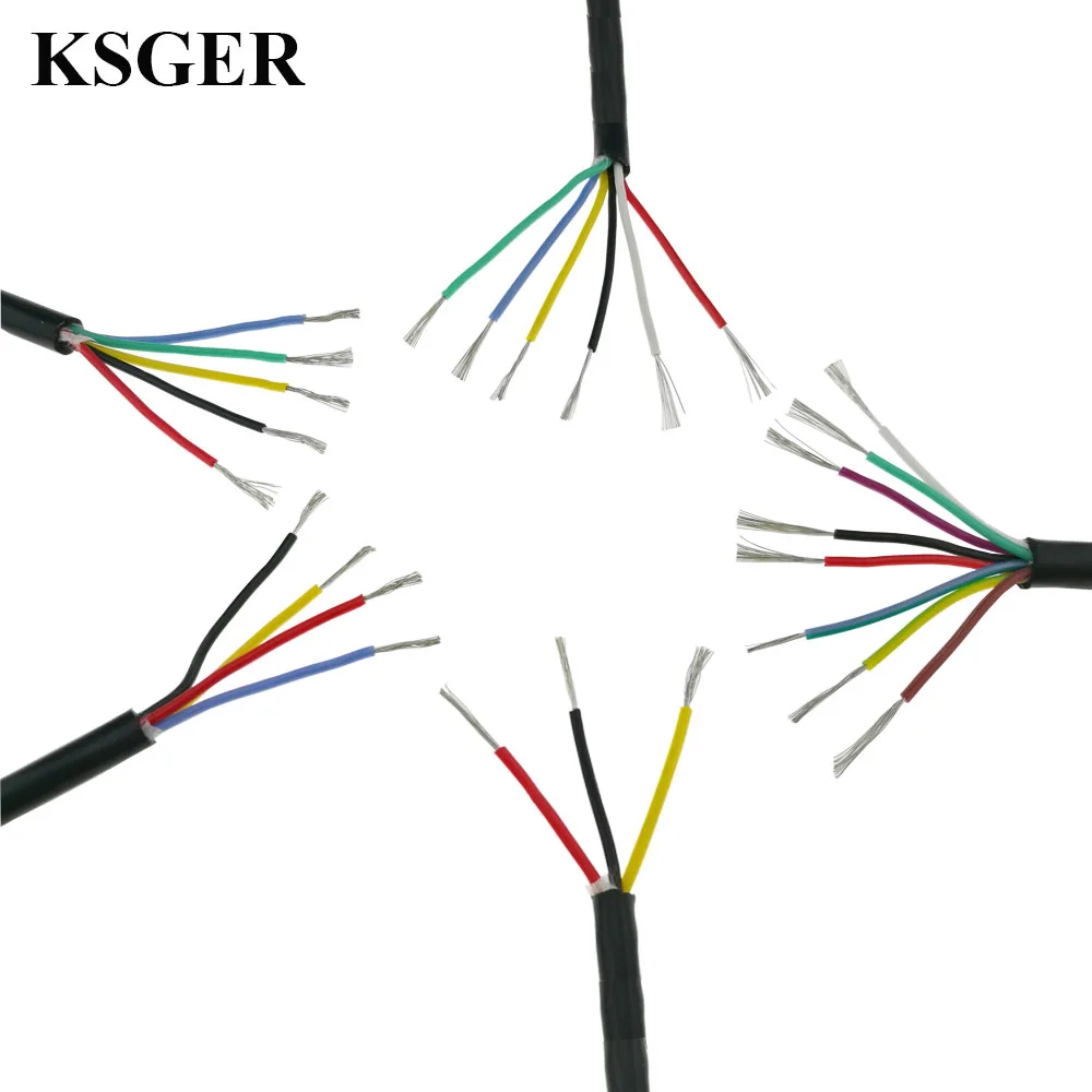 KSGER Silicone Wire Cable Tinned Copper T12 Soldering Iron Station 3 4 5 6 8 Core Line 0.5 Square High Temperature Soft Jacket-in Electric Soldering Irons ...