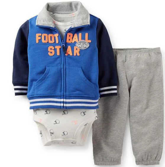 

Fashion Coat+bodysuit+pant 3 Pcs Infant Boy Spring winter autumn baby clothes pants set