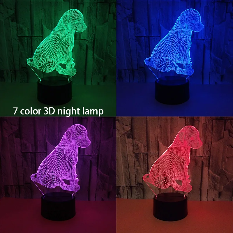 

Cute Labrador Dog Lamp 3D Night Light Kids Toy LED 3D Touch Table Lamp 7 Colors Flashing LED Light Christmas Decoration