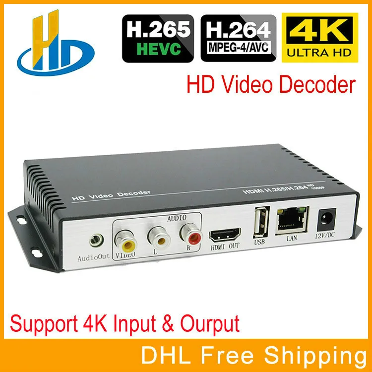 

H.265 H.264 Ultra HD 4K Video Audio Decoder IP Streaming Decoder IP To HDMI + CVBS AV Support 4K Output For Decoding Encoder