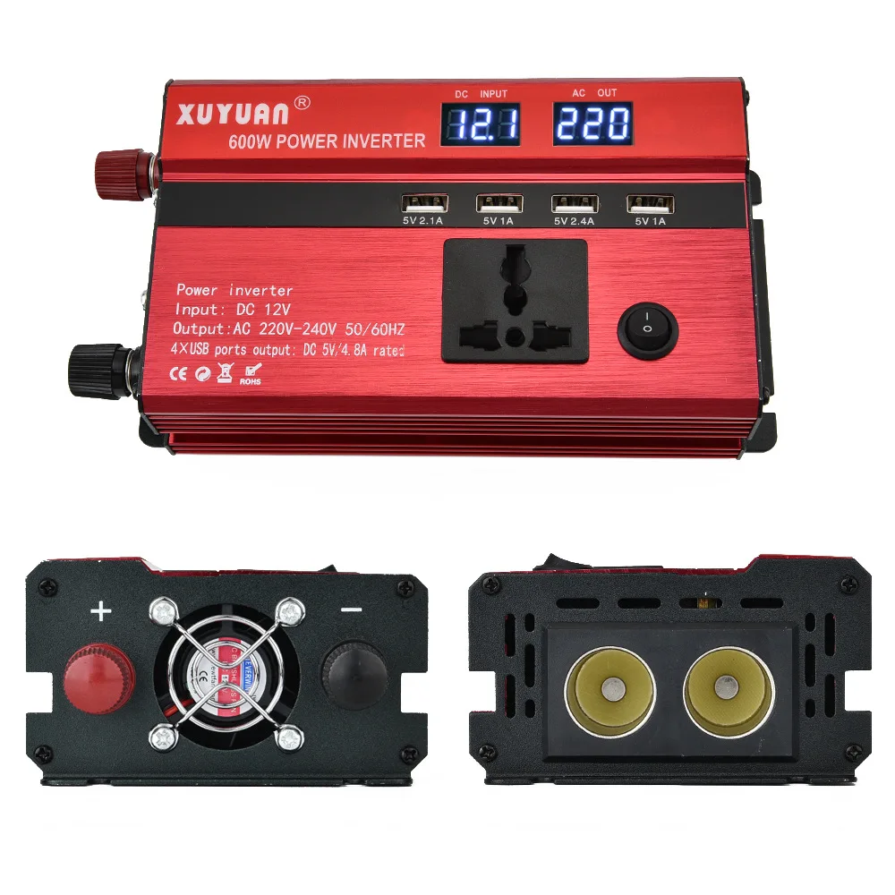 XUYUAN 600W DC 12V To AC 230V Solar Power Inverter Car Automotive Power