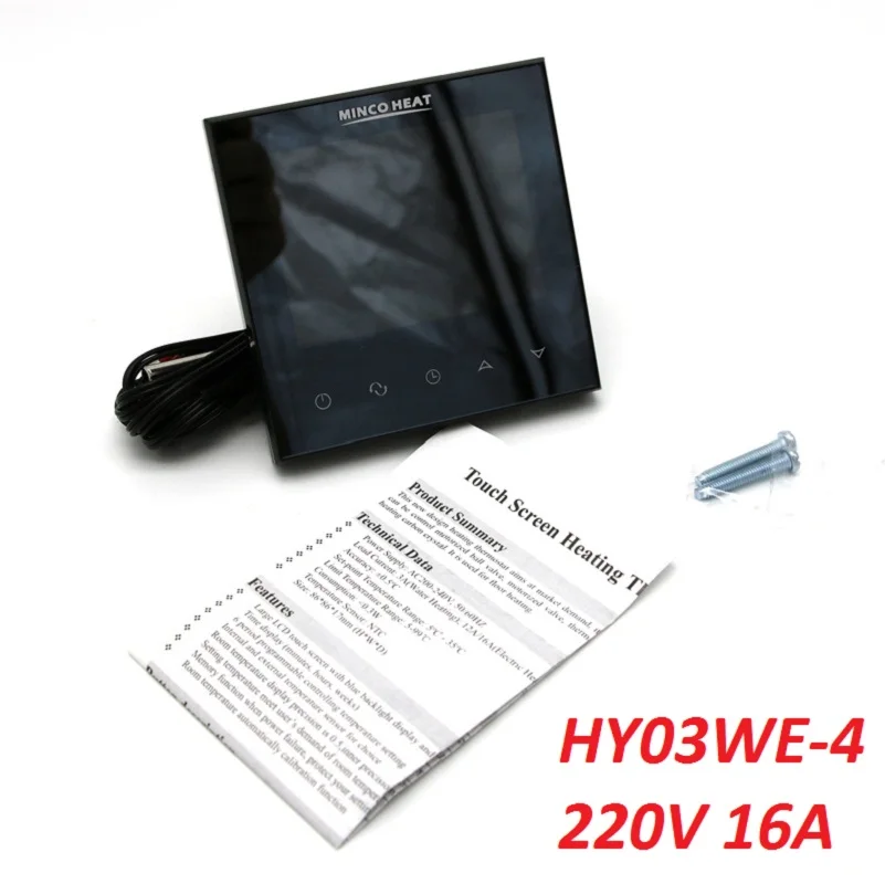 Цифровой терморегулятор MINCO HEAT HY03WE 4 AC220 термостат с сенсорным экраном для теплого
