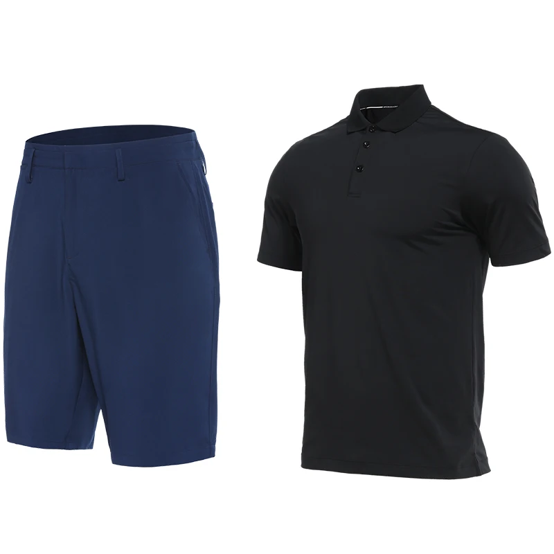Новая высококачественная Мужская спортивная рубашка поло для гольфа с шортами, однотонная одежда, футболка с отложным воротником, дышащая спортивная одежда - Цвет: MA1800901 MN18010013