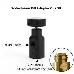 New Soda Stream CO2 Tank Cylinder Charger Hose Fill Station On/Off ASA Adapter For Quick Refill With Large Knob One Hole(BLACK)