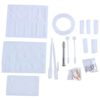 

62 Pcs DIY Bracelet Pendant Jewelry Casting Molds, Silicone Resin Jewelry Molds Set DIY Making Tool Crafting Pendant Earrings