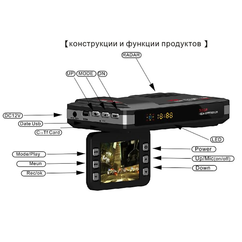 

Universal 3-in-1 720P HD Car DVR GPS Car Camera Recorder Mobile Radar Speed Detector English / Russian GPS Radar Speed Detector