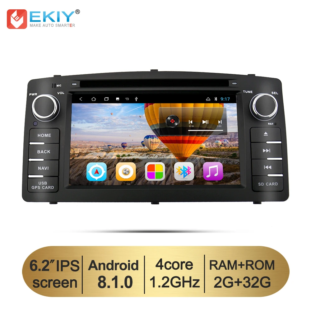 Best EKIY 2G 32G 2 Din Android 8.1 Car DVD Multimedia Player For Toyota Corolla E120 BYD F3 Quad Core Stereo GPS Radio Navigation USB