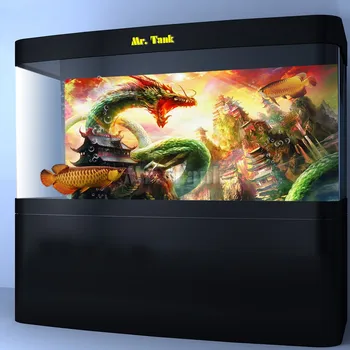

Customized Aquarium Background Poster With Self-Adhesive Huge Gragon PVC Fish Tank Decoration Accessories Landscape Wallpaper
