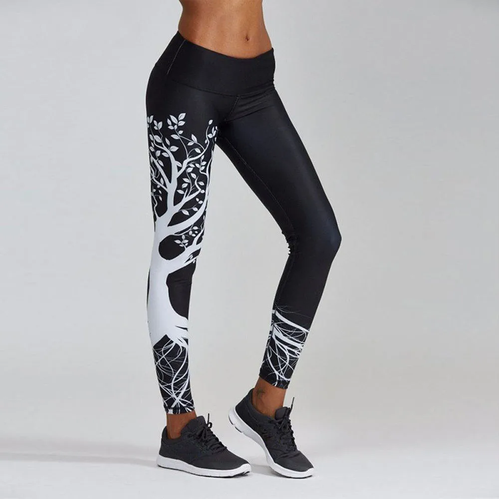 

Women Fitness Printed Leggings Sports Workout Gym Athletic Leggin Pants Black Athletic High Waist Slim Pants#5$