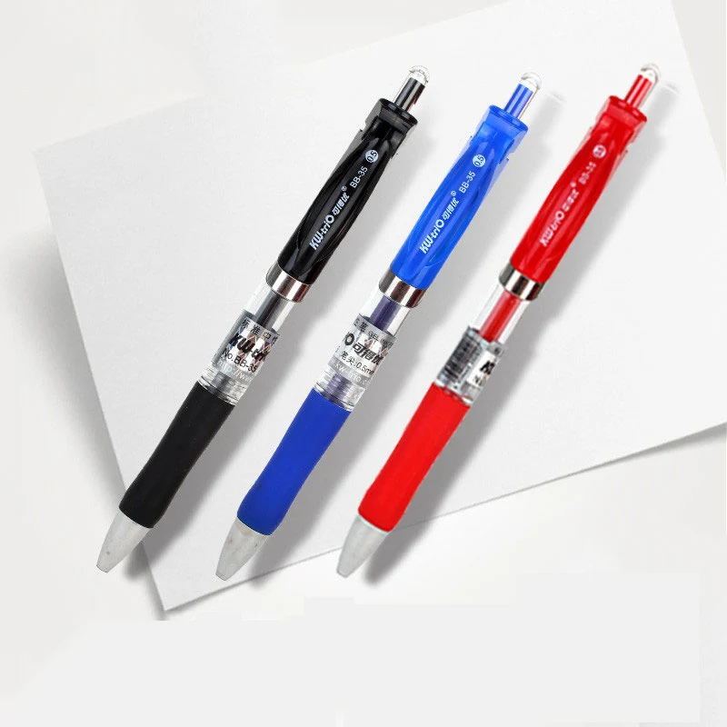12 шт./лот, 0,5 мм, гелевая ручка, студенческие чернильные ручки для школы, черные, синие, красные, 3 цвета, ручка для вывески, канцелярские принадлежности, офисные принадлежности