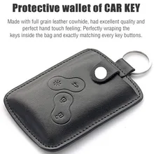 Leather Car Key Cover Case Wallet Holder Shell Bag For Renault Clio Scenic Megane Duster Sandero Captur Twingo Koleos Keychain