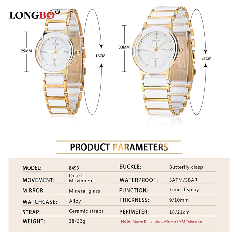 Новые роскошные брендовые LONGBO мужские и женские керамические часы модные, GENEVA парные часы Мужские кварцевые наручные часы relojes mujer 8493