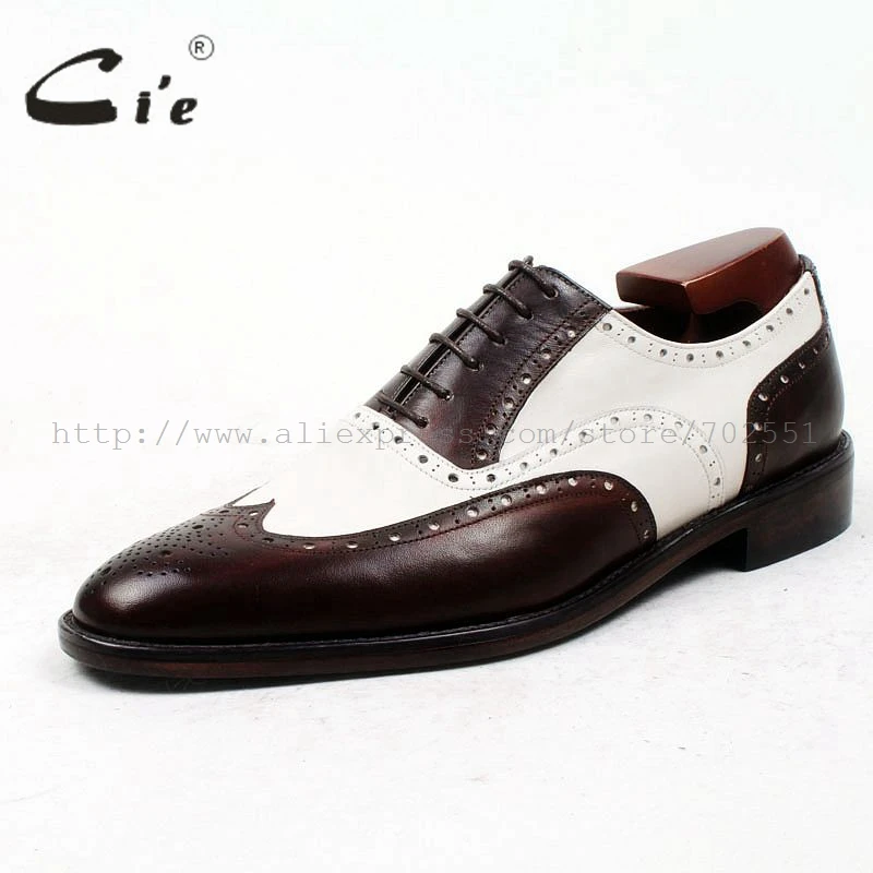 - cie round toe brown white bespoke men shoe custom handmade 100genuine calf leather outsole breathable mens oxford shoe ox438