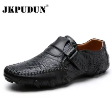 JKPUDUN/большие размеры; Мужская обувь; повседневные Роскошные Брендовые мужские лоферы из натуральной кожи; итальянская дышащая обувь для вождения; Мокасины без застежки