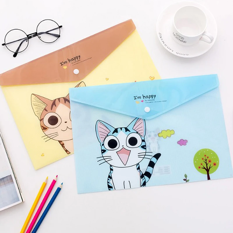 Канцелярская сумка Kawaii A4 2 шт. ПВХ для сыра кошки папка документов канцелярские