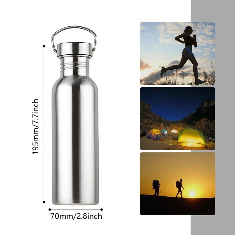 Urijk Fashion 350/500/750ml Large Capacity Stainless Steel Single Layer Sports Kettle Outdoor Bicycle Water Bottles