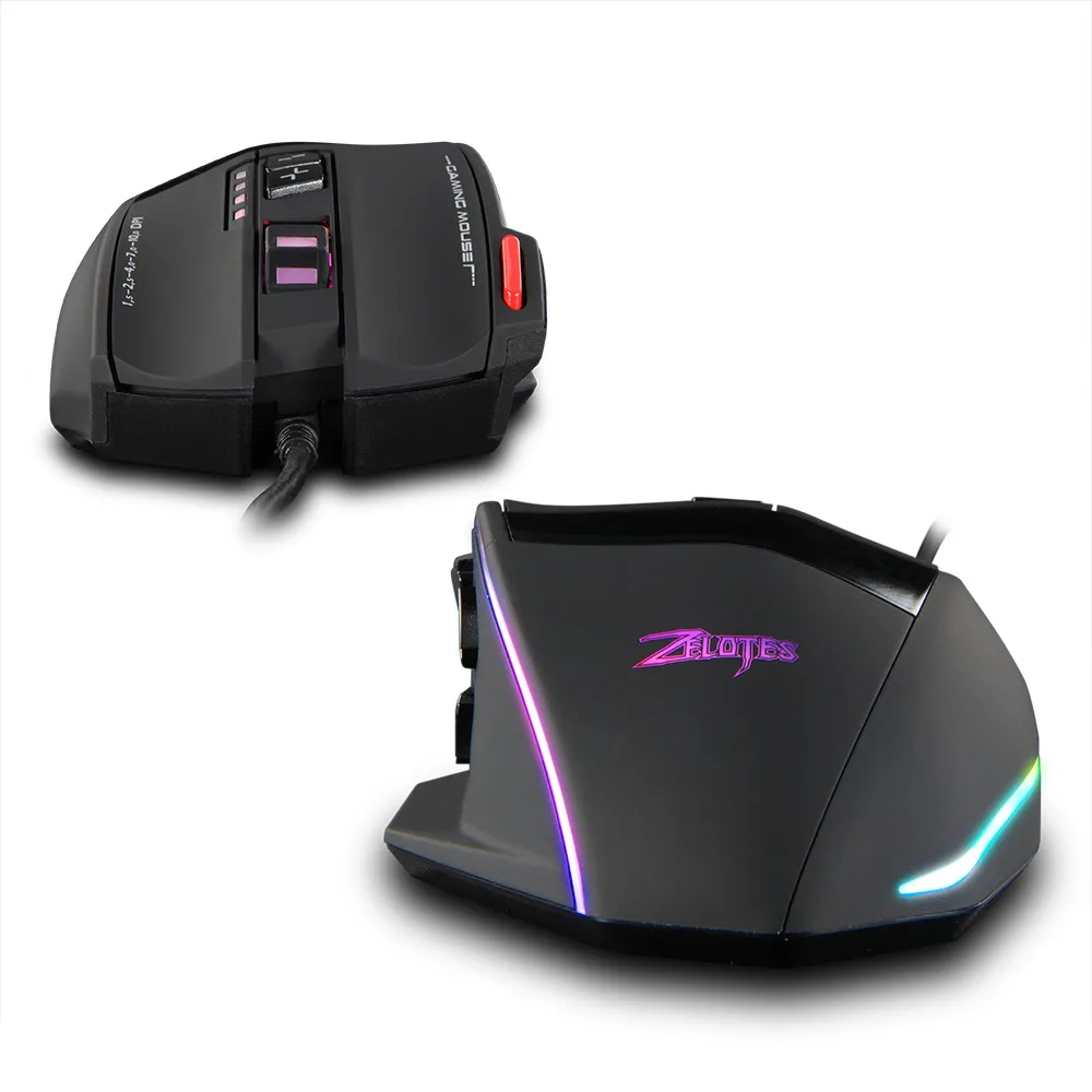 Zelotes C13 игровая мышь 7000 dpi 13 программируемых кнопок RGB светодиодный свет мыши Носимых устройств дропшиппинг