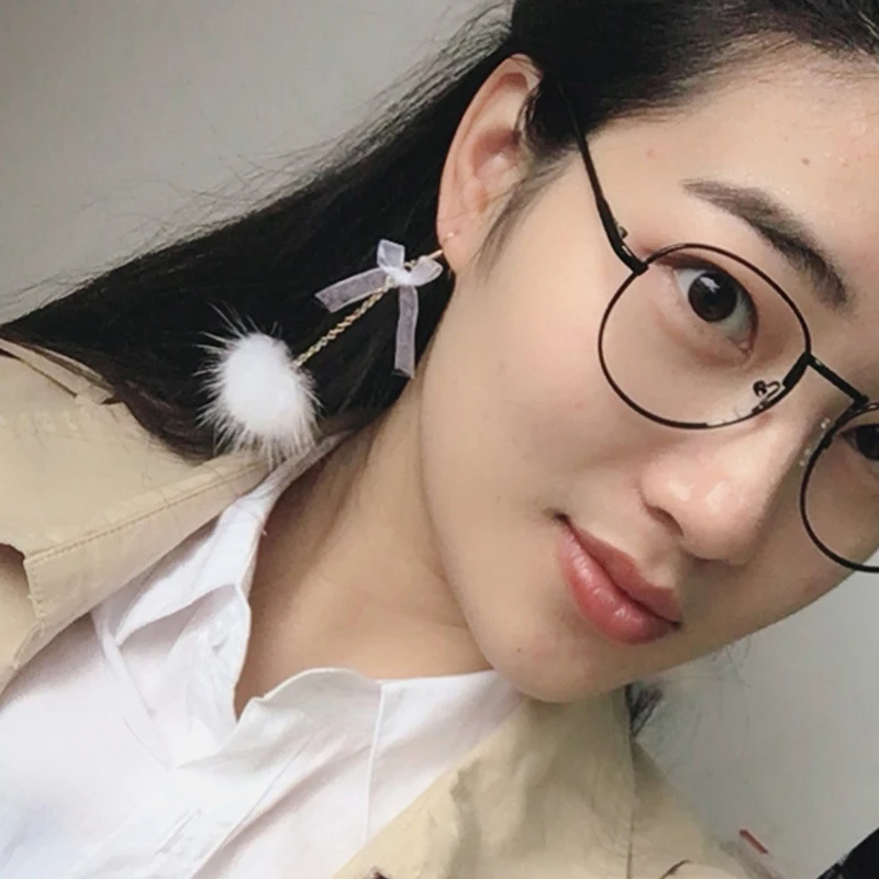 Korean Style Soft Fur Ball PomPom Cute Bowknot Drop Earrings For Women New Year Winter Party Jewelry Brincos Gifts | Украшения и