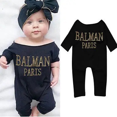 

balman paris letter autumn spring 2017 toddler Infant Baby Boys Girls Jumpsuit Toddler Clothes Outfits Rompers