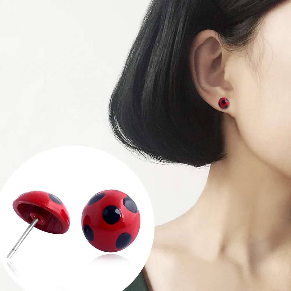 Aazon.co: Ladybug Stud Earrings Bug Char Costue Black Spots Ladybird Jewelry Accessories For