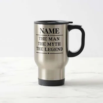 

Funny Tea Mug Personalized Name The Man The Myth The Legend Travel Mug Stainless Steel coffee Cup with Handle - Great Gift Mugs