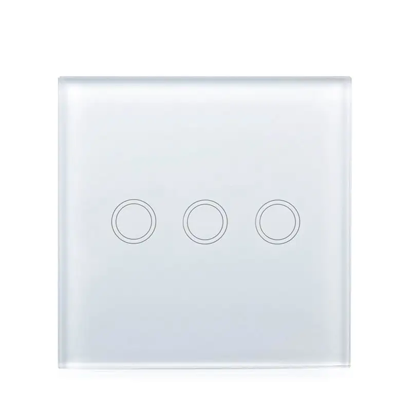 3 gang 1 way blk crystal glass panel touch sensing wall light switch, smart touch lamp switch ,touch screen switch EU