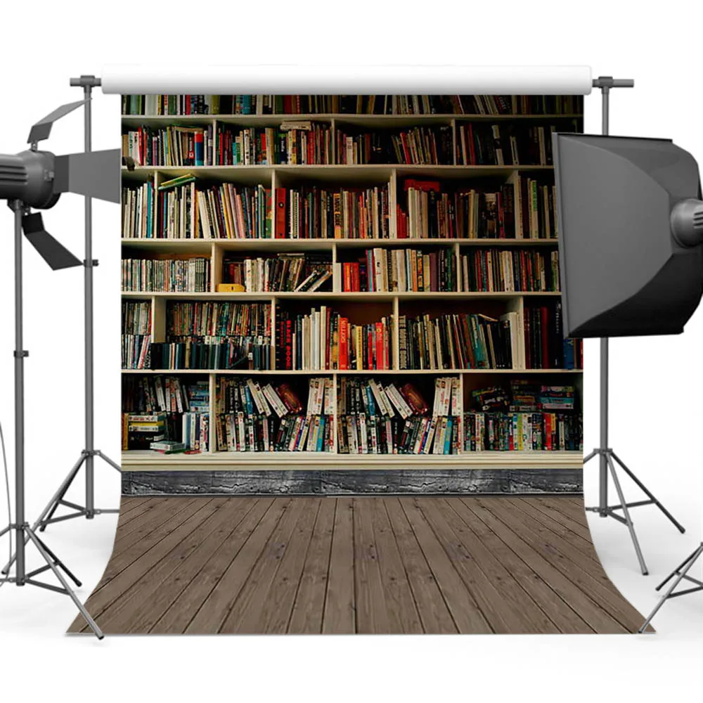 

Mehofoto Book Cabinet Background for Photography Wood Floor Photo Backdrop for Booth Studio Shoot Y-470