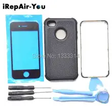 4S Protect Cover Case Replacement+Front Glass Lens+Middle Frame Bezel For iPhone 4S 4 4g Front Back Glass Bezel Frame+Free Tools