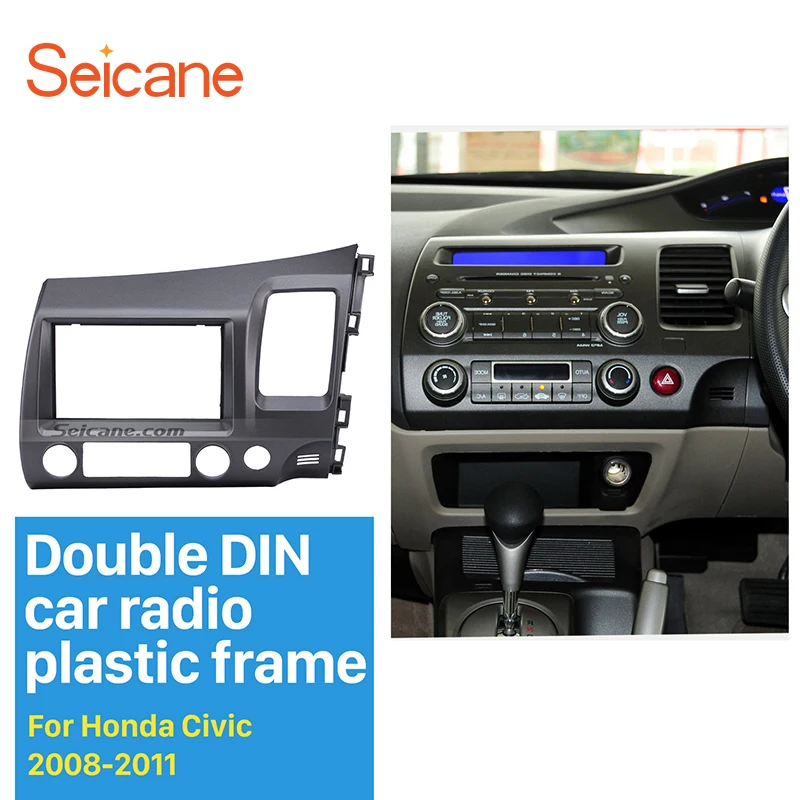 Seicane Classic Gray 2 Din Car Radio Fascia for 2006-2011 Honda Civic RHD Auto stereo Adapter In Dash Mount Kit Frame Panel Seicane Classic Gray 2 Din Car Radio Fascia for 2006-2011 Honda Civic RHD Auto stereo Adapter In Dash Mount Kit Frame Panel