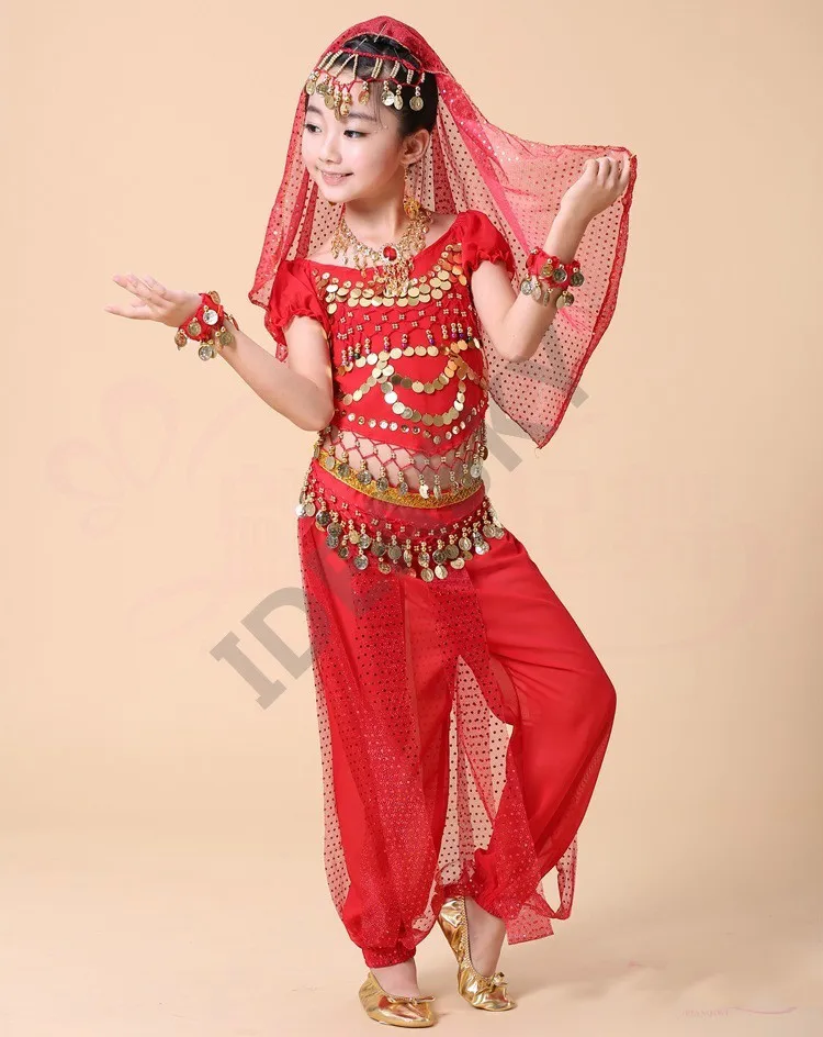 Взрослый Женский Детский набор костюма для танца живота восточные Детские платья индийская одежда танец живота дети Индийский Болливуд ребенок