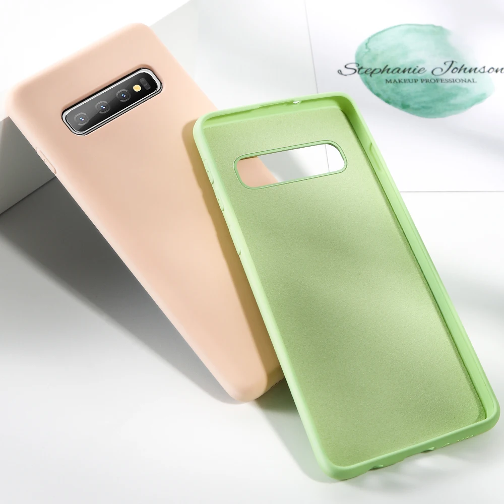 Liquid Soft TPU Phone Case For Samsung A70 A50 S8 S9 S10 Plus Unique Matte A9 A7 2018 J4 J6 A6 Note9 Cover |