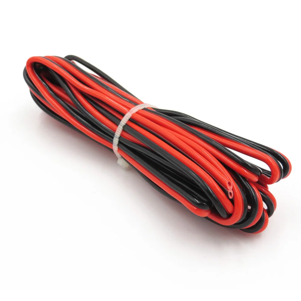 5 м x Изолированный PVC 2 Pin Медь провода 28AWG 24AWG 22AWG 20AWG 18AWG 16AWG 14AWG IEC RVB ПВХ черного цвета, цвета красного электрического кабеля светодиодный