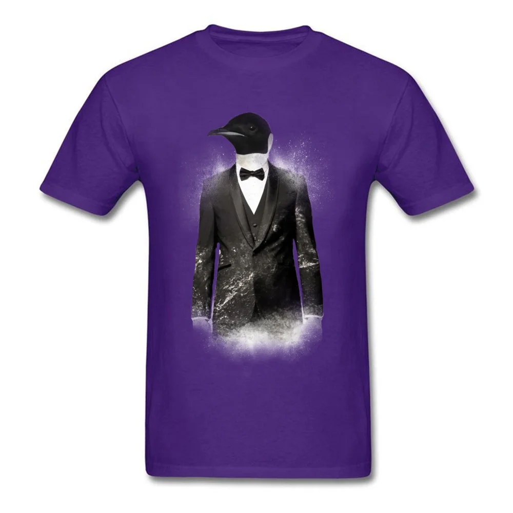 Printed On Blizzard Penguin Hip hop Short Sleeve ostern Day Tops Tees Funky Round Collar Pure Cotton Tops T Shirt Mens T Shirt Blizzard Penguin purple