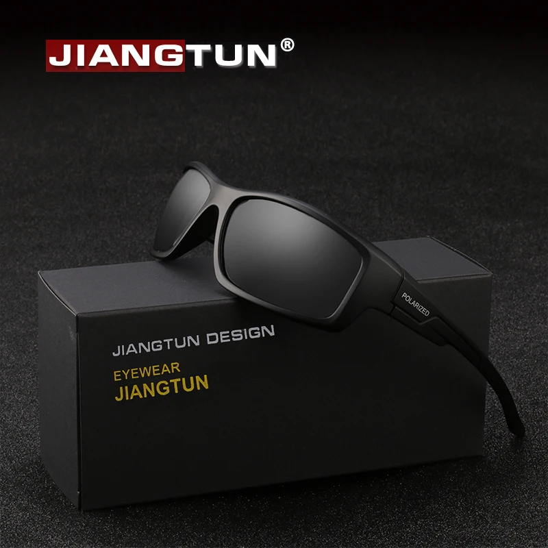 JIANGTUN, черные мужские поляризованные солнцезащитные очки, UV400, высокое качество, для спорта на открытом воздухе, брендовые, дизайнерские, очки для вождения