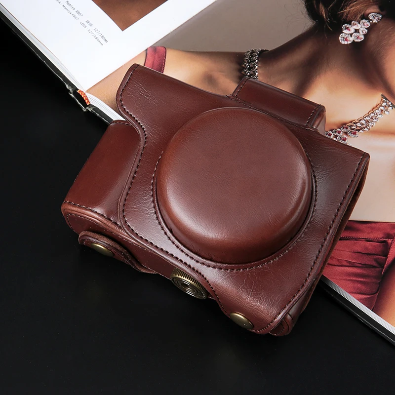 Tanie PU skórzany futerał do aparatu pokrowiec dla Olympus OM D E M10 EM10 Mark II III E M5 EM5 II E PL5 E PL6 E PL7 E PL8 EPL5 EPL6 EPL7 EPL8