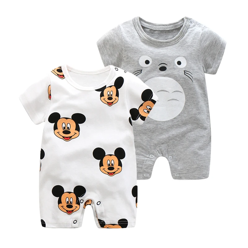 

2019 Summer New Style Short Sleeved Girls Dress Baby Romper Cotton Newborn Body Suit Baby Pajama Boys Animal Monkey Rompers