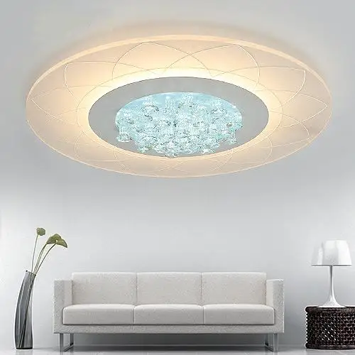 Us 180 0 Ultra Thin Brief Circle Smart Control Three Color Crystal Ceiling Light Modern Lamps For Parlour Bed Room Study Room Lighting In Ceiling