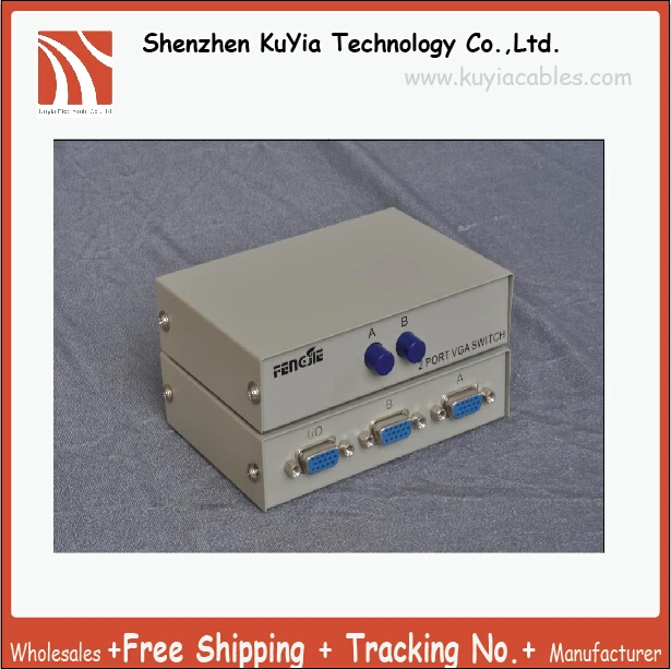 

KUYiA Free Shipping+Tracking number!! VGA Sharing switch/2 Port VGA Sharing Switch Select Box 2 PC to 1 Monitor+w/retail box