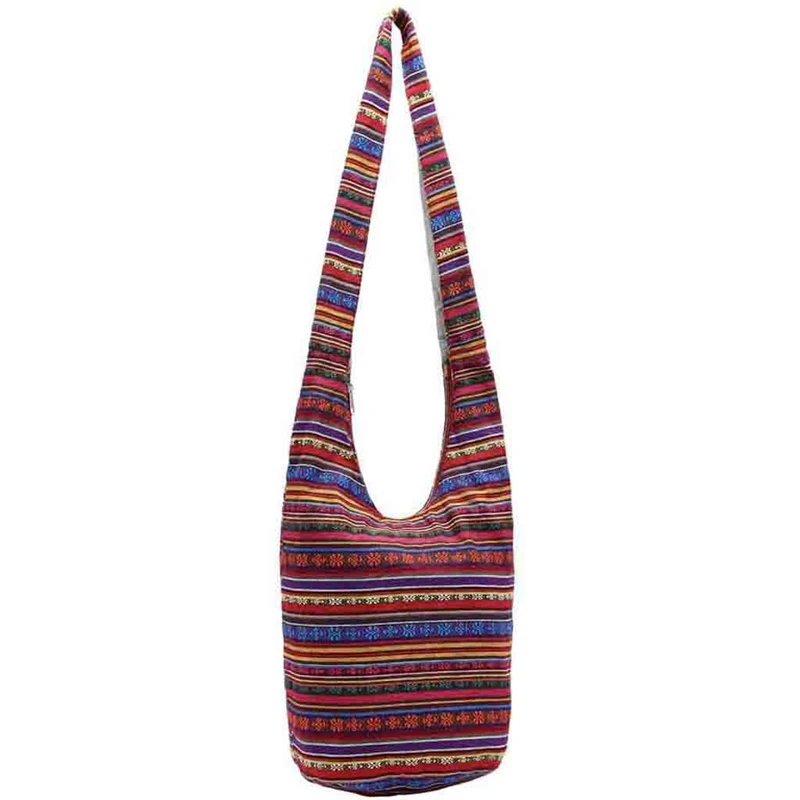 

Ethnic Style Handbag Linen Flower Folk Girl Bucket Bag Printing Messenger Bag
