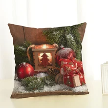 Feliz Presente de Ano Novo Árvore de Natal Neve Capas de almofadas Fronhas Stug 45X45 cm Flor e Pássaros Decoração tampas de Assento Passeio de trenó(China)