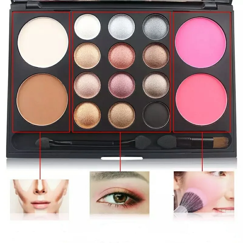 

NOVO Brand Professional Makeup Face Palette 12 Colors Shimmer Eyeshadow+Blusher+Highlighter Grooming Pressed Powder Make Up Sets