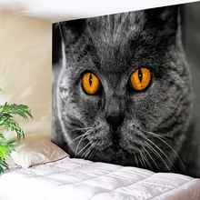 Humor животное кошка настенный гобелен мех серый котенок ПЭТ декоративный хиппи настенный гобелен из ткани психоделический гобелен настенный большой