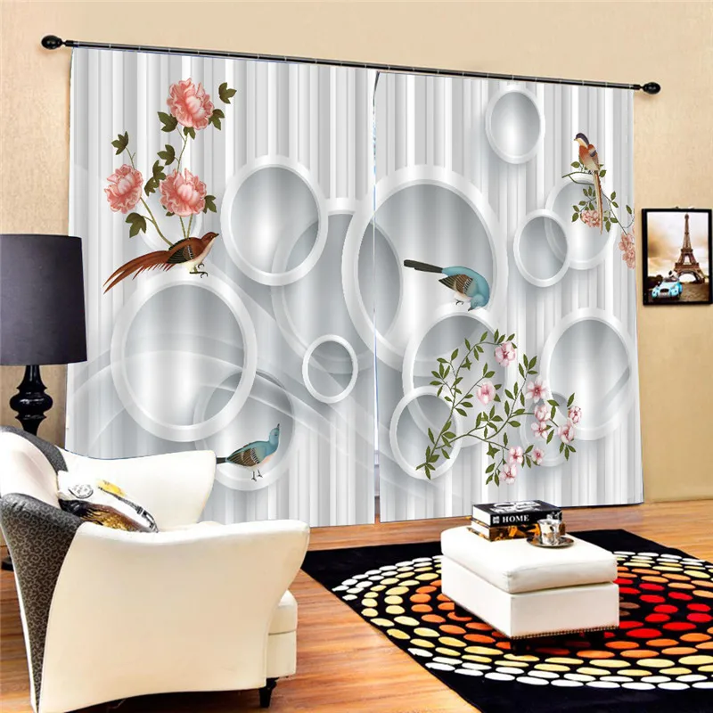 Curtains Watercolor Blue Pink Purple Flower Curtain for Bedroom Decor Window Treatment Drapes Printing Blockout Fabric Oct25